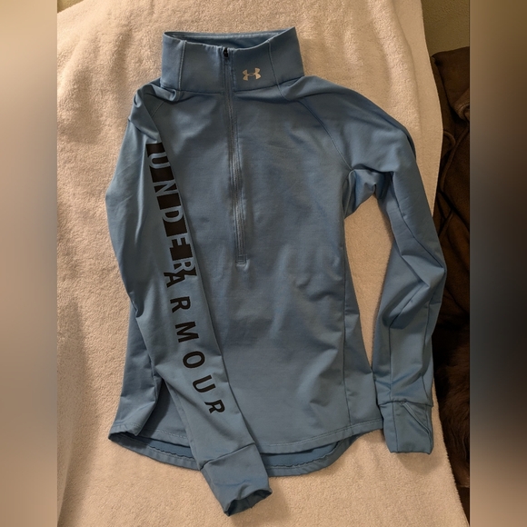 Two Under Armour fitted partial-zip performance sweatshirts S - Picture 13 of 14